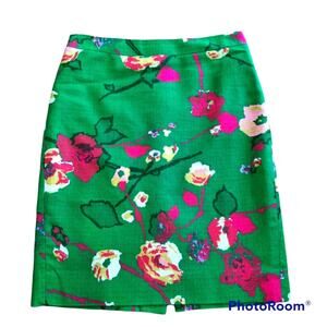 J. Crew Factory The Pencil Skirt Basketweave Cotton Floral